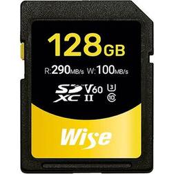 Wise SDXC UHS-II V60 128GB R:290MBs W:100M. [Levering: 4-5 dage]